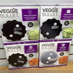 Veggie Bullet 4 New Blades Ribbon, Tornado Spiral, Thick Slice, Angel Hair Blade